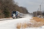 Quickly accelerating away from its station stop, 4622 leads the Blue Water  west